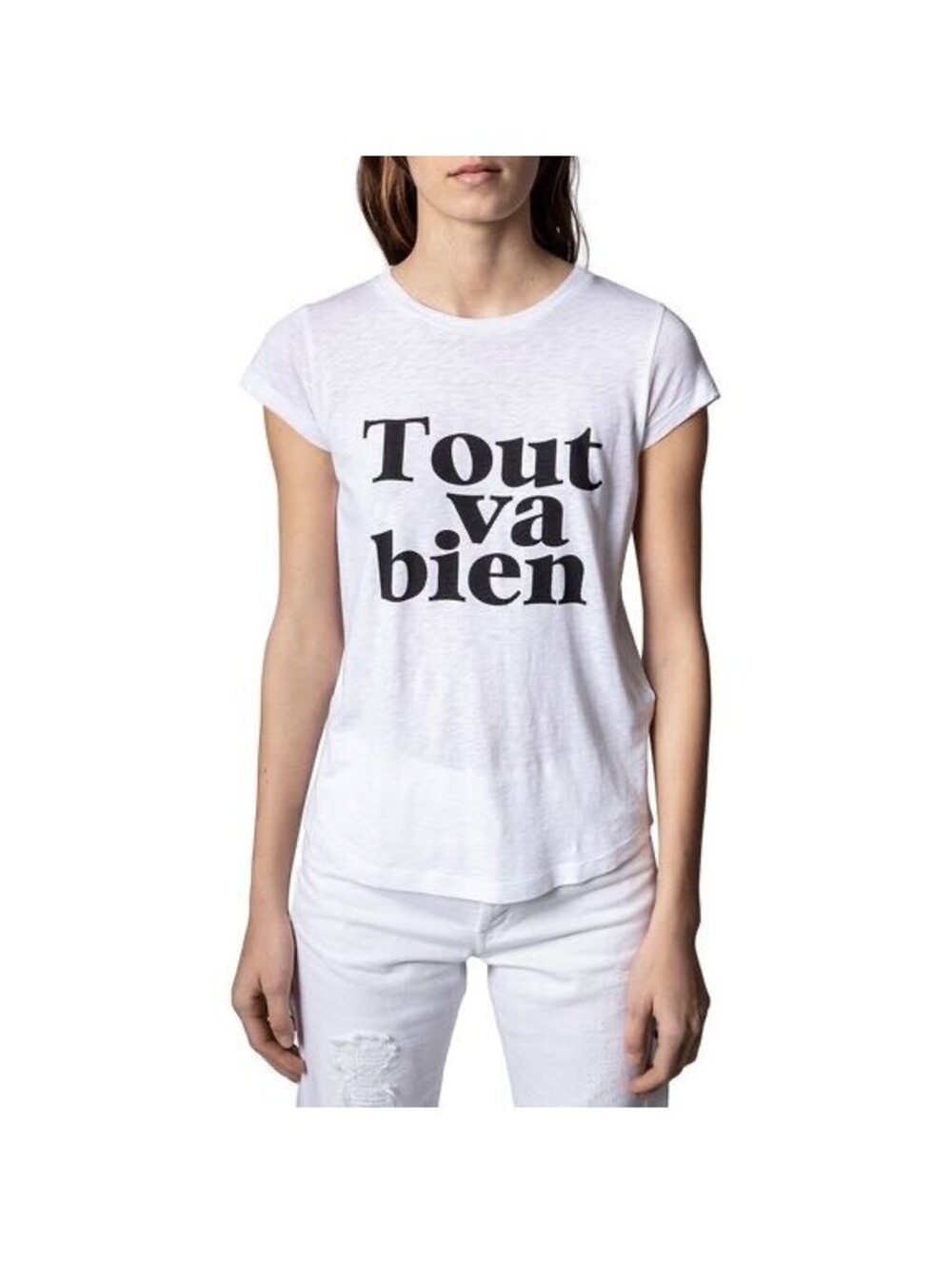 Zadig & Voltaire Skinny “Tout Va Bien” Graphic Tee White Short Sleeve Size L